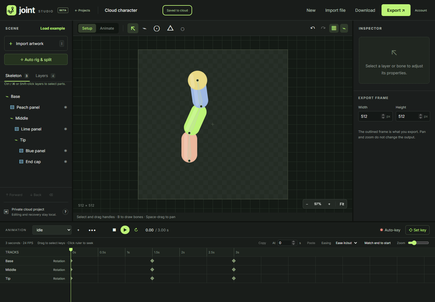 Artwork layers inside the Joint editor